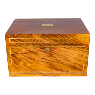 Benson & Hedges Campaign Style Walnut and Brass Inlaid Humidor For Sale