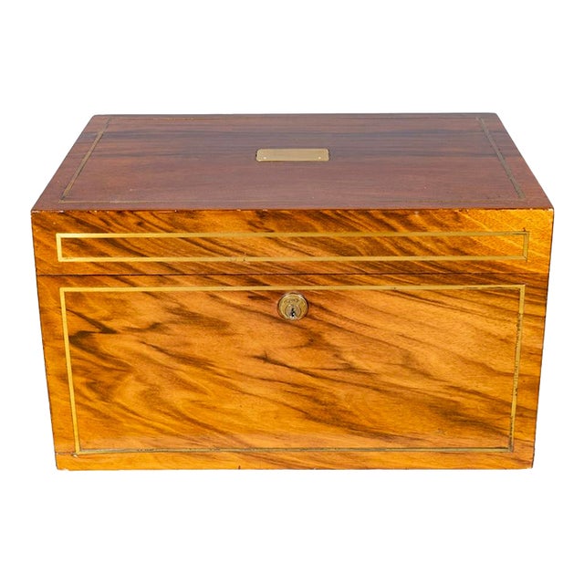 Benson & Hedges Campaign Style Walnut and Brass Inlaid Humidor For Sale