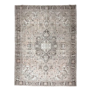1970s Vintage Persian Handmade Wool Cotton Brown Area Rug For Sale