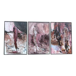 Set of Three Taylor A. Moore Abstract Paintings – Framed For Sale
