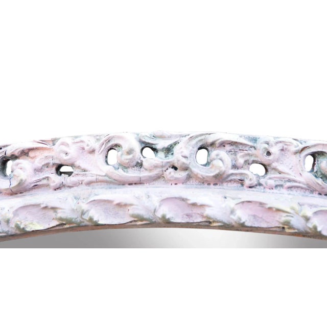 Mid 20th Century Large Mid 20th Century European Hand Painted Oval Wall Mirror For Sale - Image 5 of 6