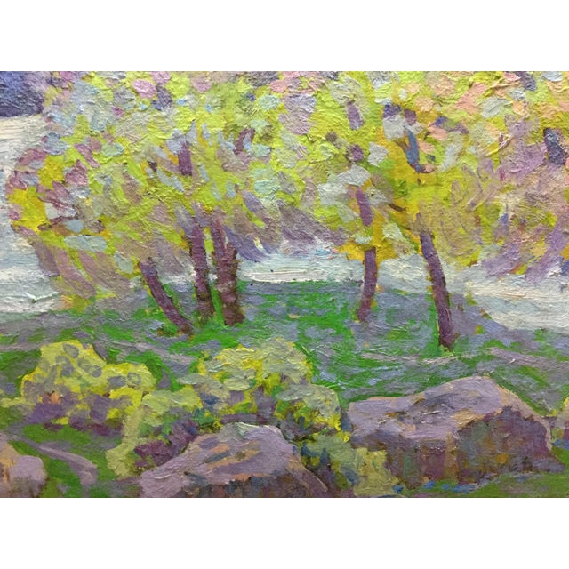 Paper 1960s Oil Painting Spring in the Kherson Region Grigory Savelievich Ruban For Sale - Image 7 of 11