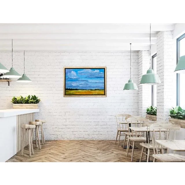 Modern Narratives — Cloudscape Original oil painting by Lisa Haas, 36 x 24 in unframed stretched canvas, signed. A grand-...