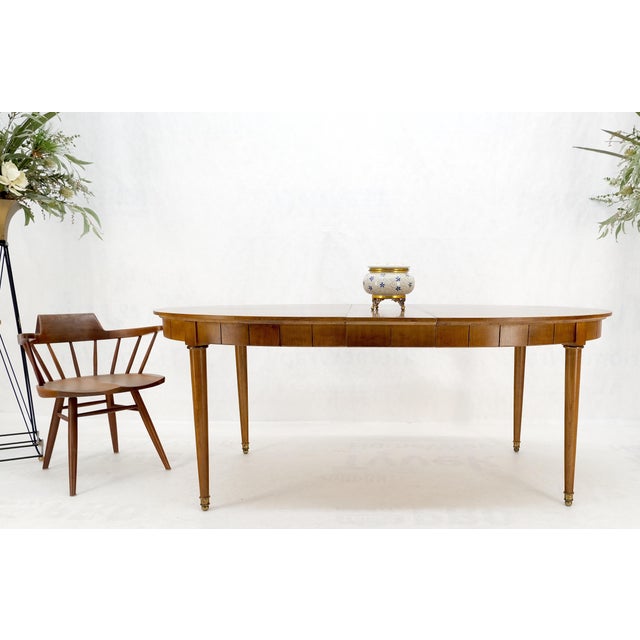 Mid-Century Modern Oval Banded Burl Wood Tapered Legs One Leaf Dining ...