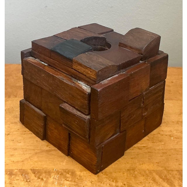 Vintage Brutalist Abstract Wood Tissue Box For Sale - Image 15 of 18
