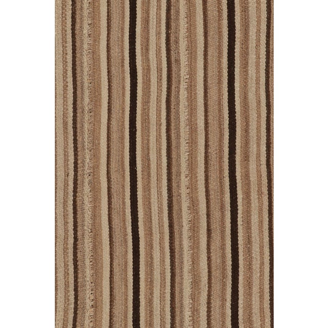 2010s Rug & Kilim’s Contemporary Kilim in Brown and Black Textural Stripes For Sale - Image 5 of 9