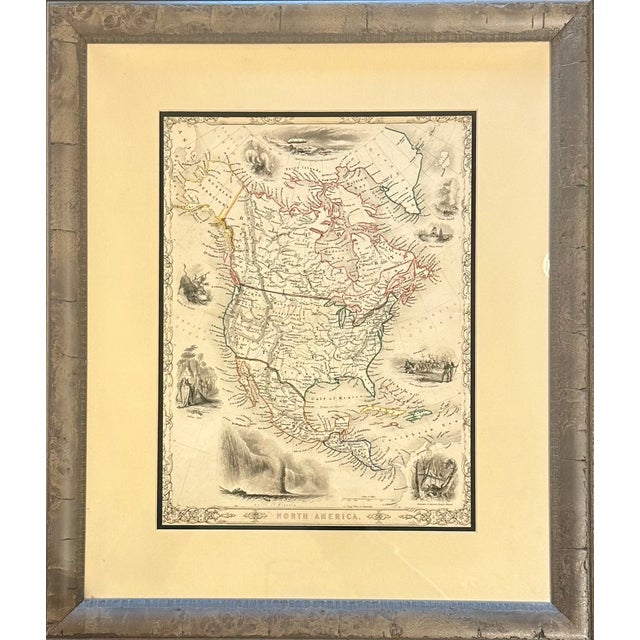 Traditional North America Map - Tallis 1851, Framed For Sale - Image 3 of 9