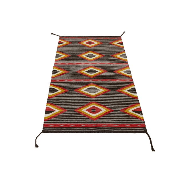 Textile Modern Navajo Inspired Wool Accent Rug in Crimson, Gold, and Charcoal 3x5 For Sale - Image 7 of 8