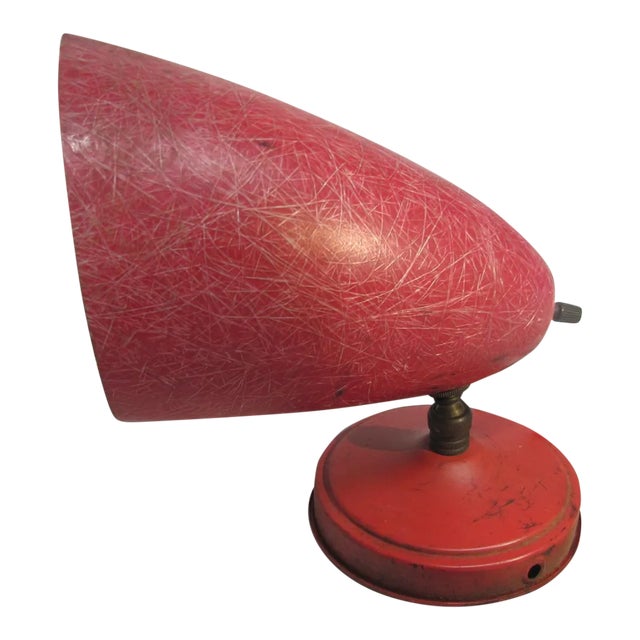 Vintage Mid-Century Red Fiberglass Wall / Desk Lamp Made in the U.S.A. For Sale