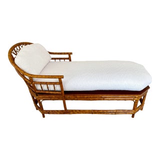 Scorched Bamboo Chaise in the Style of Brighton Pavilion For Sale