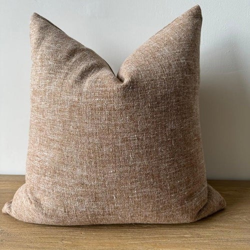 Brown Linen Down Throw Pillows Custom Heavy Textured Linen Pillow
