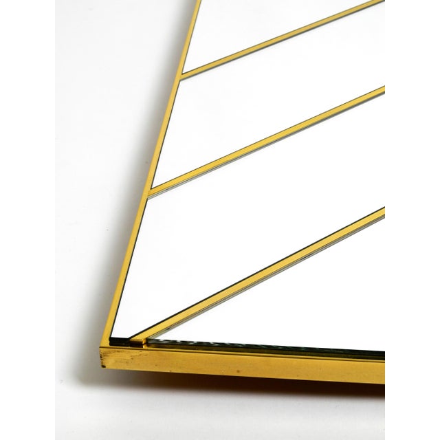 Large Brass Wall Mirror with Diagonal Mirror Strips, 1970s For Sale - Image 15 of 18