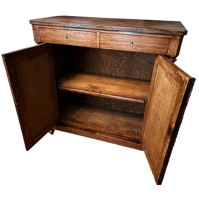 19th century walnut buffett, with a lovely patina, imported from France. Great storage, single shelf and 2 drawers.