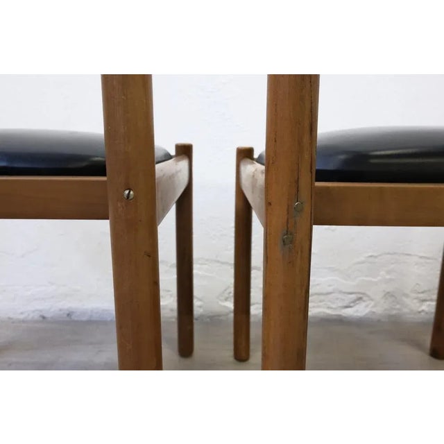 Wood Wood Black Leather Chairs from Isa Bergamo, Italy, Set of 4 For Sale - Image 7 of 12