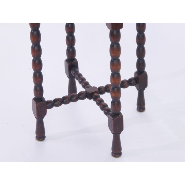 Round Wooden 2-Tiered Bobbin Barley Twist Side Table, 1920s For Sale - Image 6 of 9