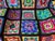 Textile Black Granny Square Cottagecore Rainbow Afghan For Sale - Image 7 of 12