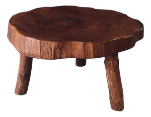 Handcrafted Teak Tree Trunk Tripod Coffee Table, 1960s