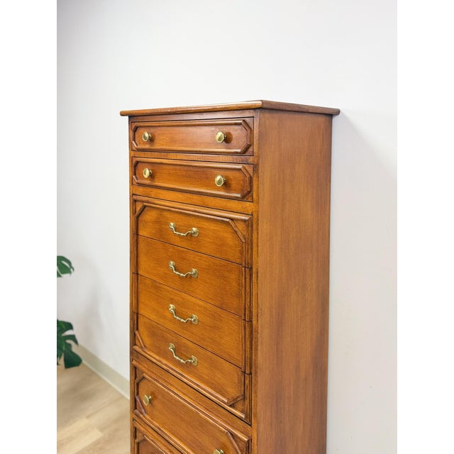 Mid-Century Modern Mid 20th Century Ficks Reed Faux Bamboo Lingerie Chest Eight Drawers Brass Hollywood Regency For Sale - Image 3 of 11