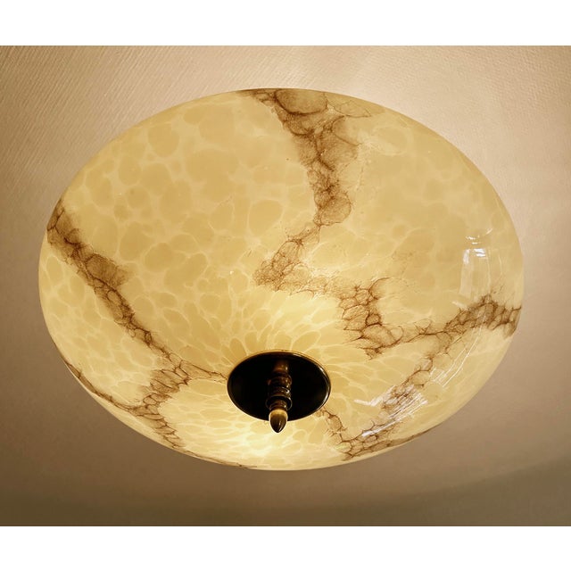 Art Deco Pendant Light in Marble Glass, 1930s For Sale - Image 6 of 17