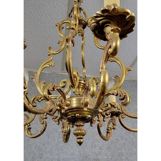 Large Vintage Louis XV Style Chandelier in Gilt Bronze, 1950s For Sale - Image 6 of 9