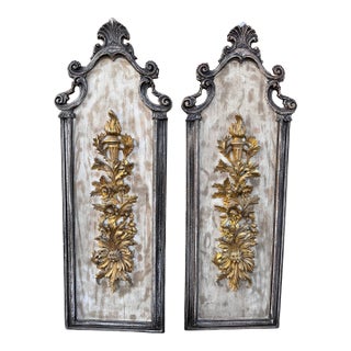 Pair of Antique Italian Carved Wall Panels For Sale