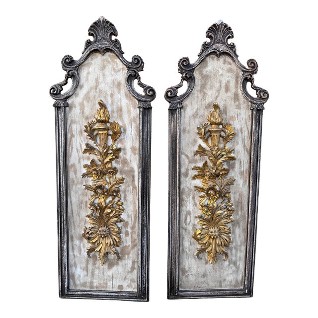 Pair of Antique Italian Carved Wall Panels For Sale