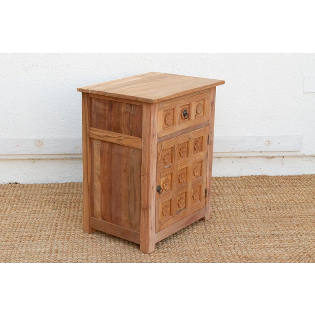 Wood Reclaimed Wood Floral Bedside Cabinet For Sale - Image 7 of 8