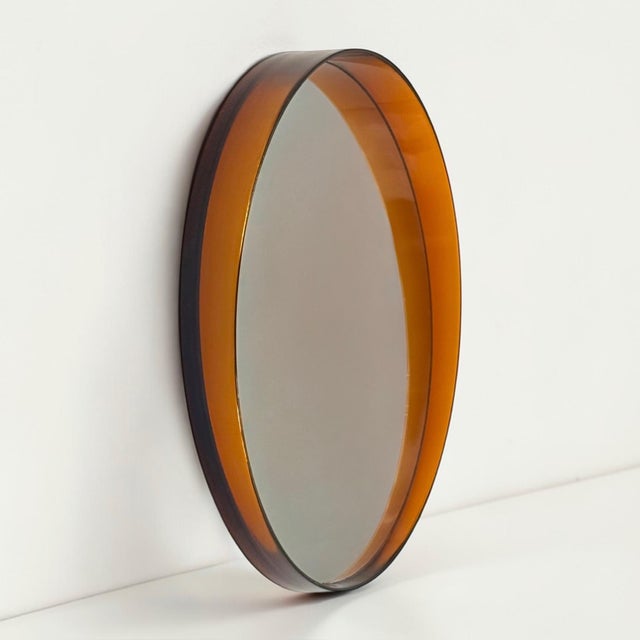 1970s French Space Age Amber Wall Mirror in Sculptural Plastic, 1970s For Sale - Image 5 of 11