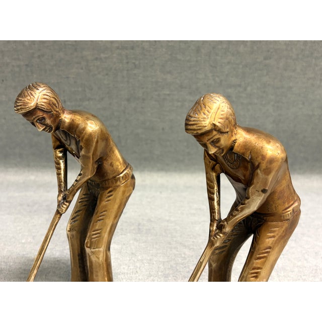 Vintage Brass Golf Player Bookends - A Pair For Sale - Image 9 of 9