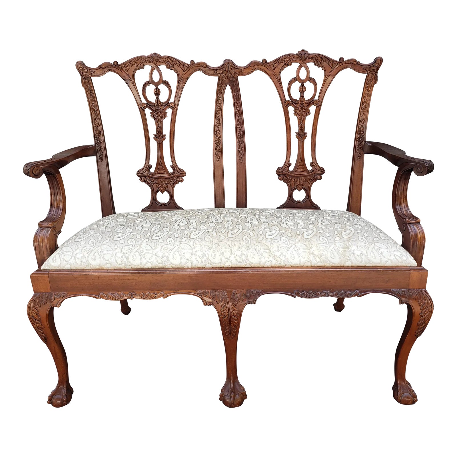 1970s Furnishing Co. Chippendale Hand Carved Mahogany