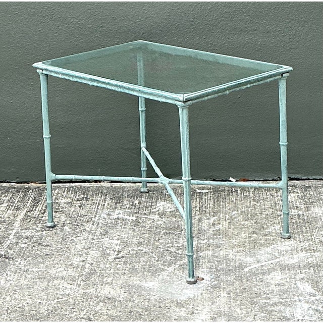 Brown Vintage Cast Aluminum Outdoor Side Table After Brown Jordan For Sale - Image 8 of 12