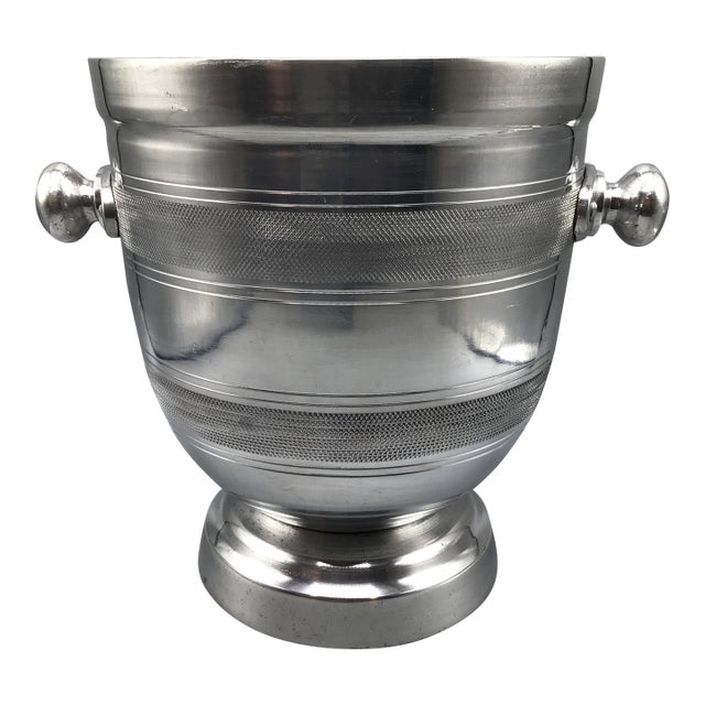 Vintage Aluminum Knob Handle Champagne/Wine Cooler Bucket For Sale