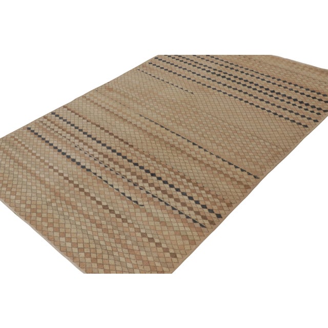 Traditional Vintage Zeki Müren Rug in Beige-Brown Geometric Pattern - by Rug & Kilim For Sale - Image 3 of 8