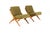 #2205 — Danish Modern / Mid Century Walnut Scissor Lounge Chairs — Folke Ohlsson for Dux — Olive Bouclé Fantastic specimen...