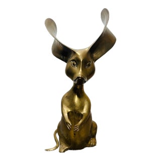 Mid Century Vintage Large Brass Mouse Shrew For Sale