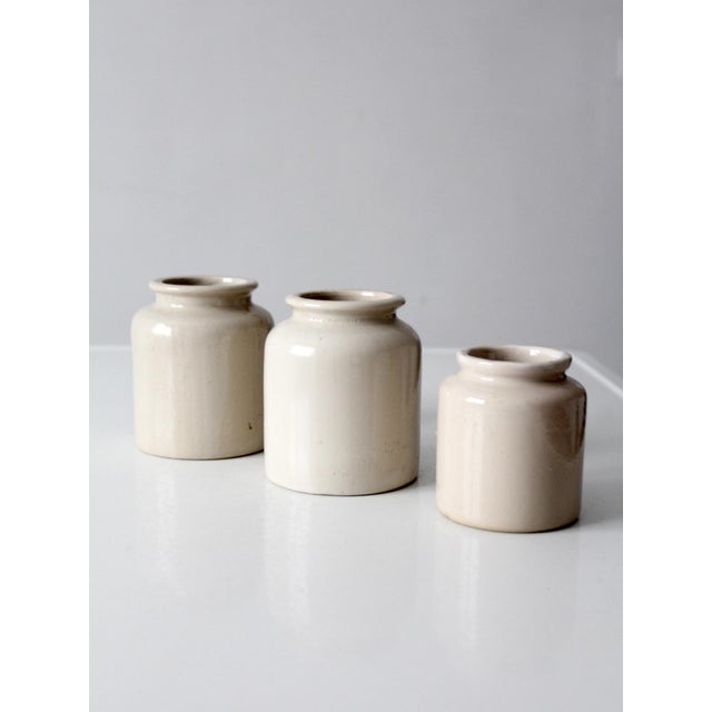 Antique Early 20th Century Cream Stoneware Crocks, Set of 3 For Sale - Image 6 of 15