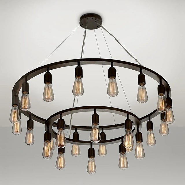 Contemporary Custom Filament Penny Bronze Ceiling Light For Sale - Image 3 of 4
