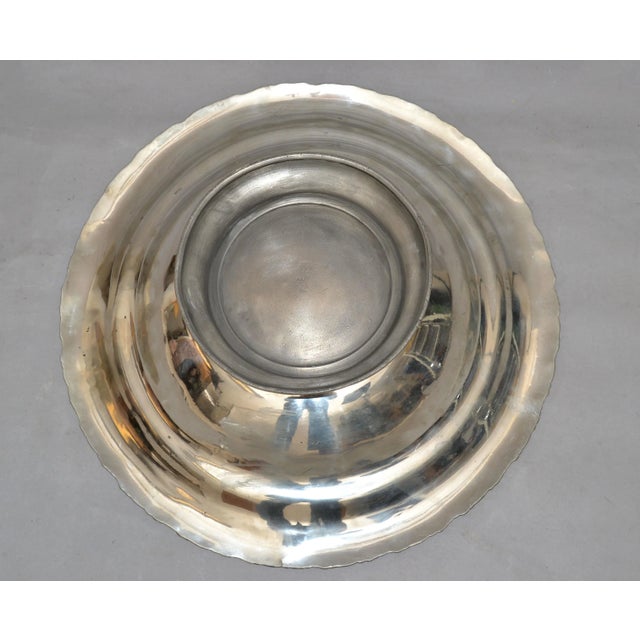 English Silver Plate Trademark Ornate Large Bowl Footed Serving Dish Punch Bowl For Sale - Image 10 of 13