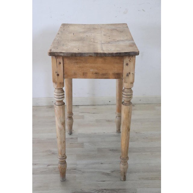 19th Century Natural Color Side Table in Rustic Fir Wood For Sale - Image 10 of 11