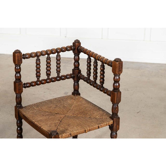 Wood English Beech Bobbin Corner Chairs, 1880, Set of 2 For Sale - Image 7 of 14