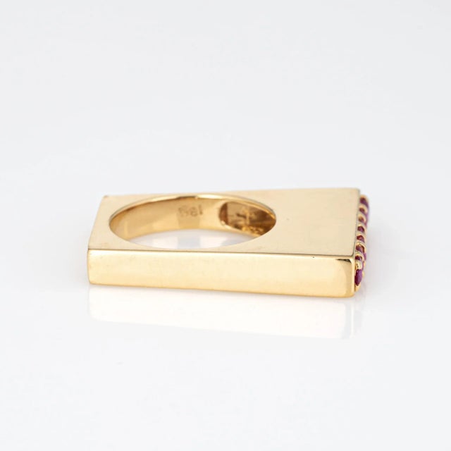 Modern Vintage Tiffany & Co Square Ruby & 18k Yellow Gold Ring Size 6 For Sale - Image 3 of 7