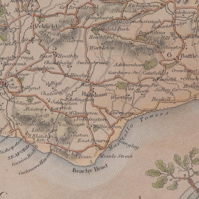 1860's Antique County Map Sussex For Sale - Image 12 of 12