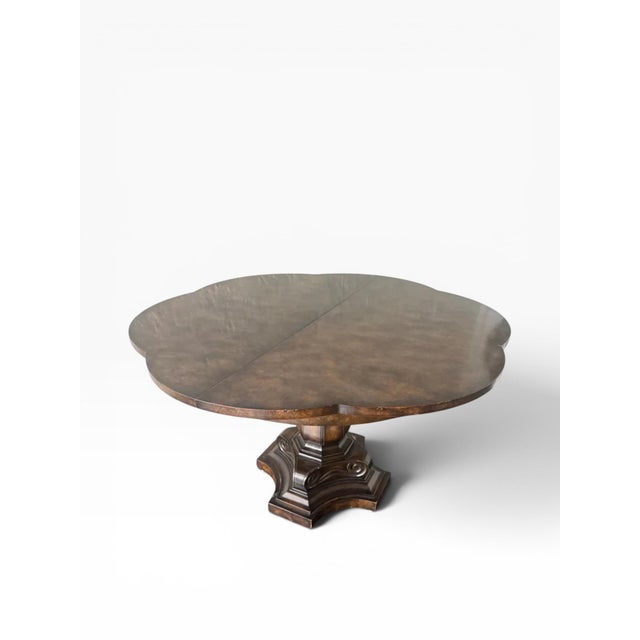 Hollywood Regency 1970s Mastercraft Burlwood Expandable Dining Table — No Leaves Included For Sale - Image 3 of 17