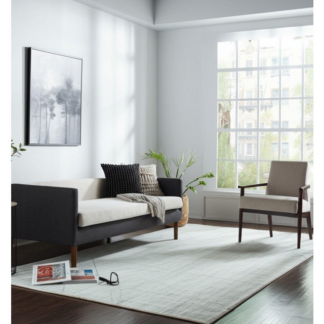 Marrakech Beige Whisper Hand-Knotted Wool Rug Carpet, Soft Geometric Design For Sale In New York - Image 6 of 9