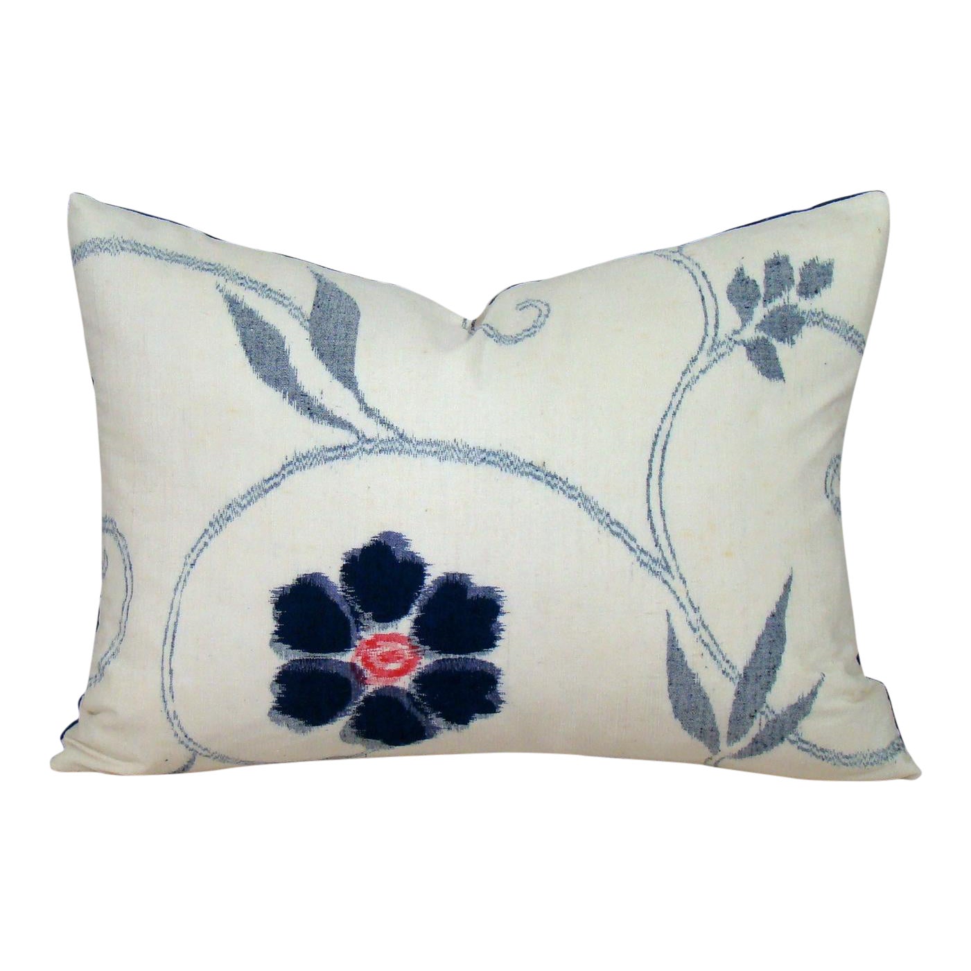 Blue And White Floral Ikat Lumbar Pillow Cover Chairish