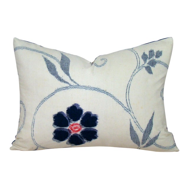 Blue and White Floral Ikat Lumbar Pillow Cover Chairish