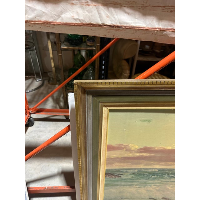 1970s Large Seascape Ocean Print in Gold Frame For Sale - Image 4 of 8