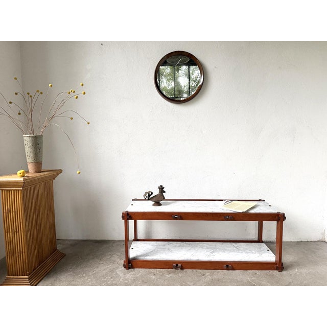 1950s Italian Modernist Étagère in Teak and Carrara Marble, 1950s For Sale - Image 5 of 18