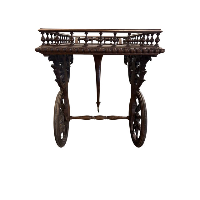 Rococo Antique Handcarved French Tea Cart, Circa 1880 For Sale - Image 3 of 8