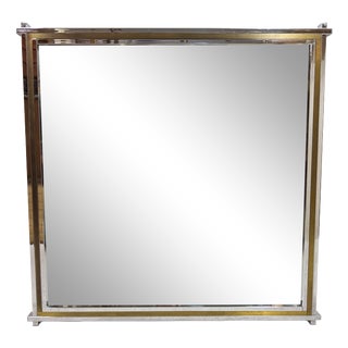 Chrome and Brass Wall Mirror, Italy, 1970s For Sale